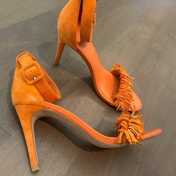 Joie Shoes - Joie Orange suede fringe heel sandals